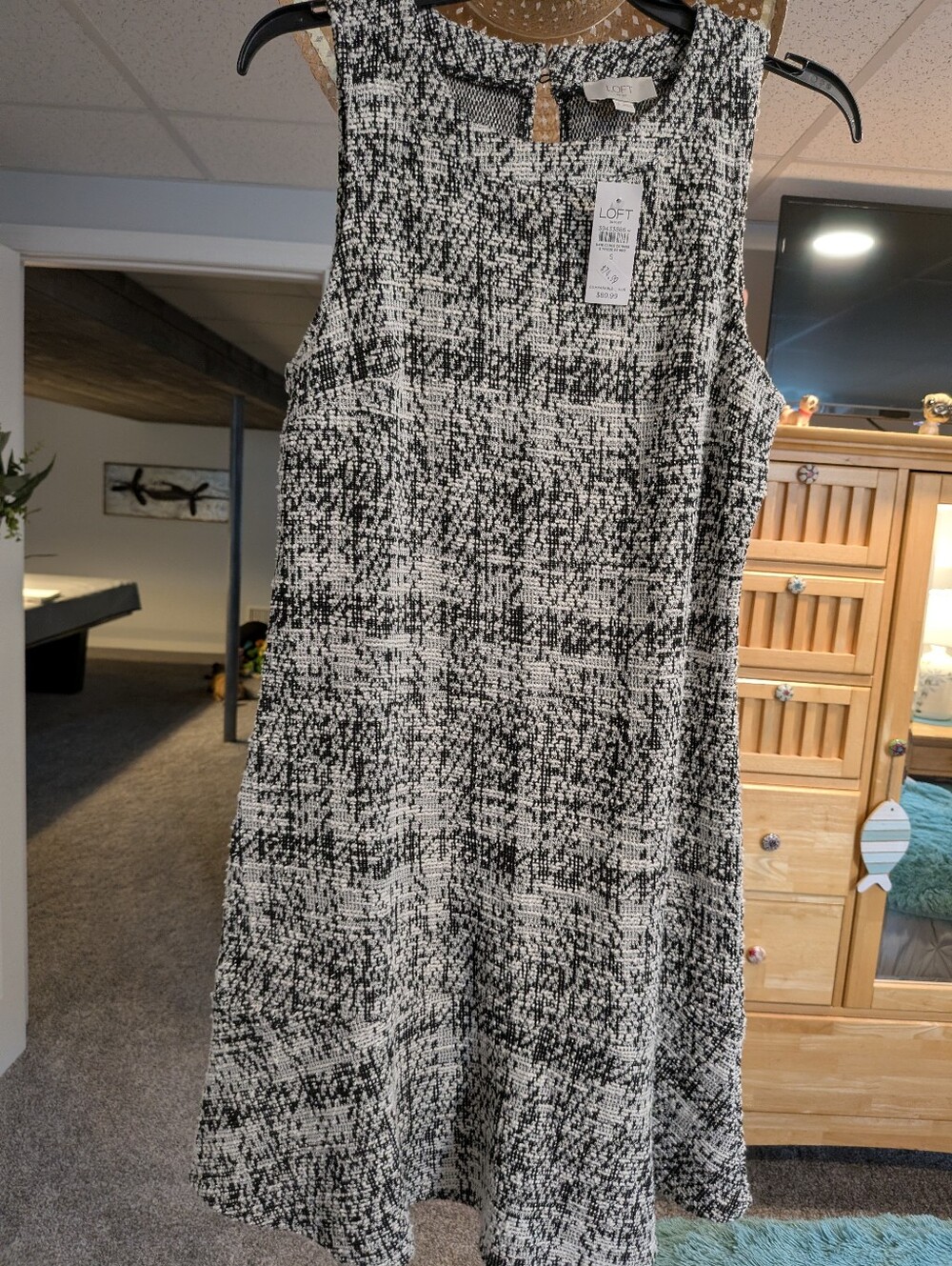 LOFT Black & White Tweed Sheath Dress